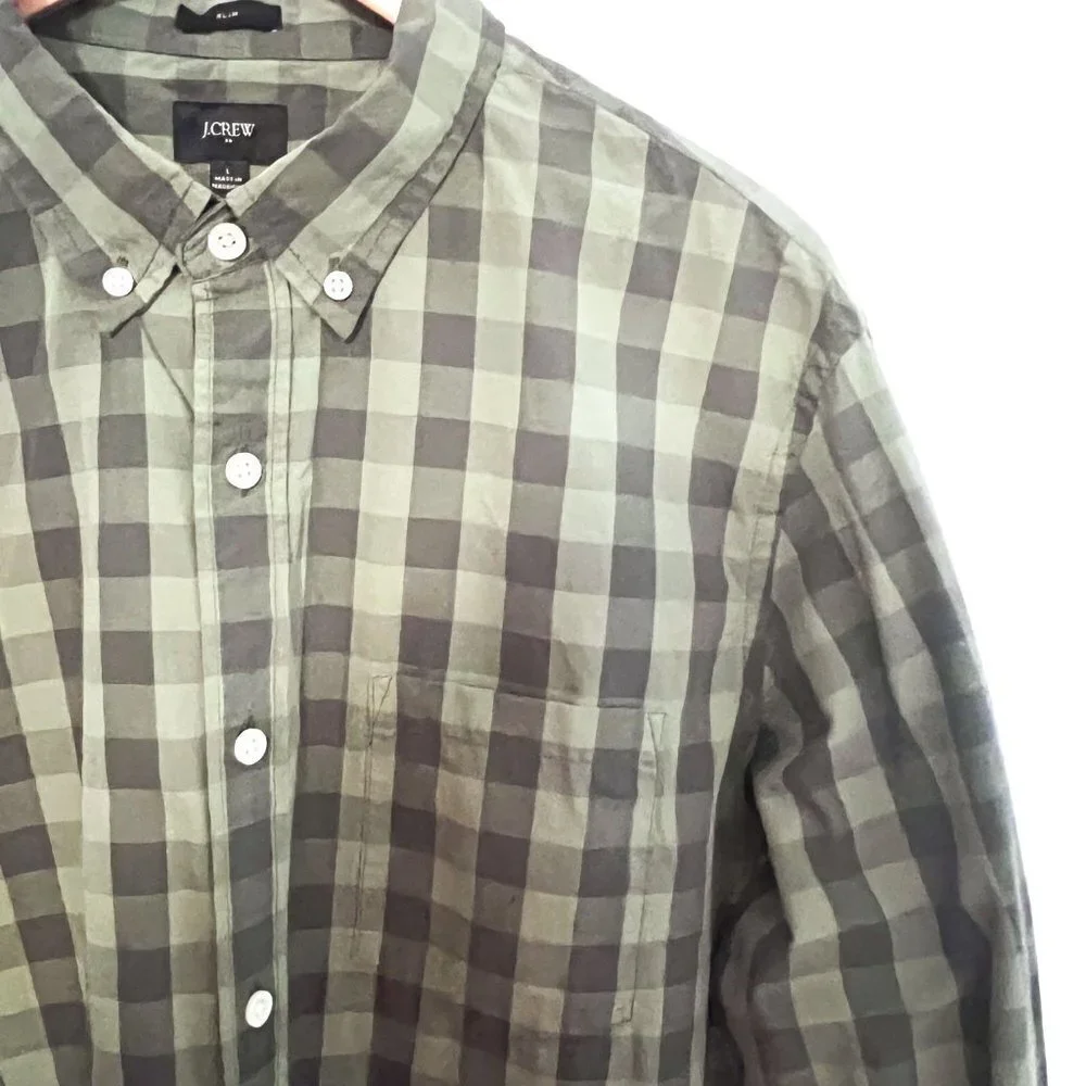Men’s J. Crew Designer Slim Fit Gingham Shirt L
